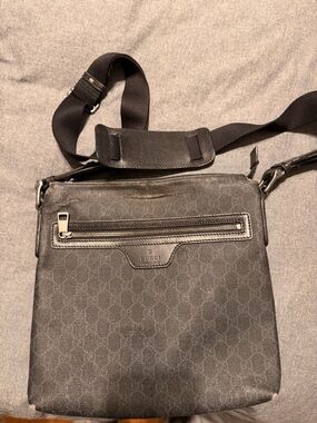 Gucci Black Monogram Messenger Shoulder Bag